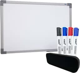 QUADRO BRANCO UV MDF ALUMINIO SOFT 090 X 060 CM - KIT 4 MARCADORES