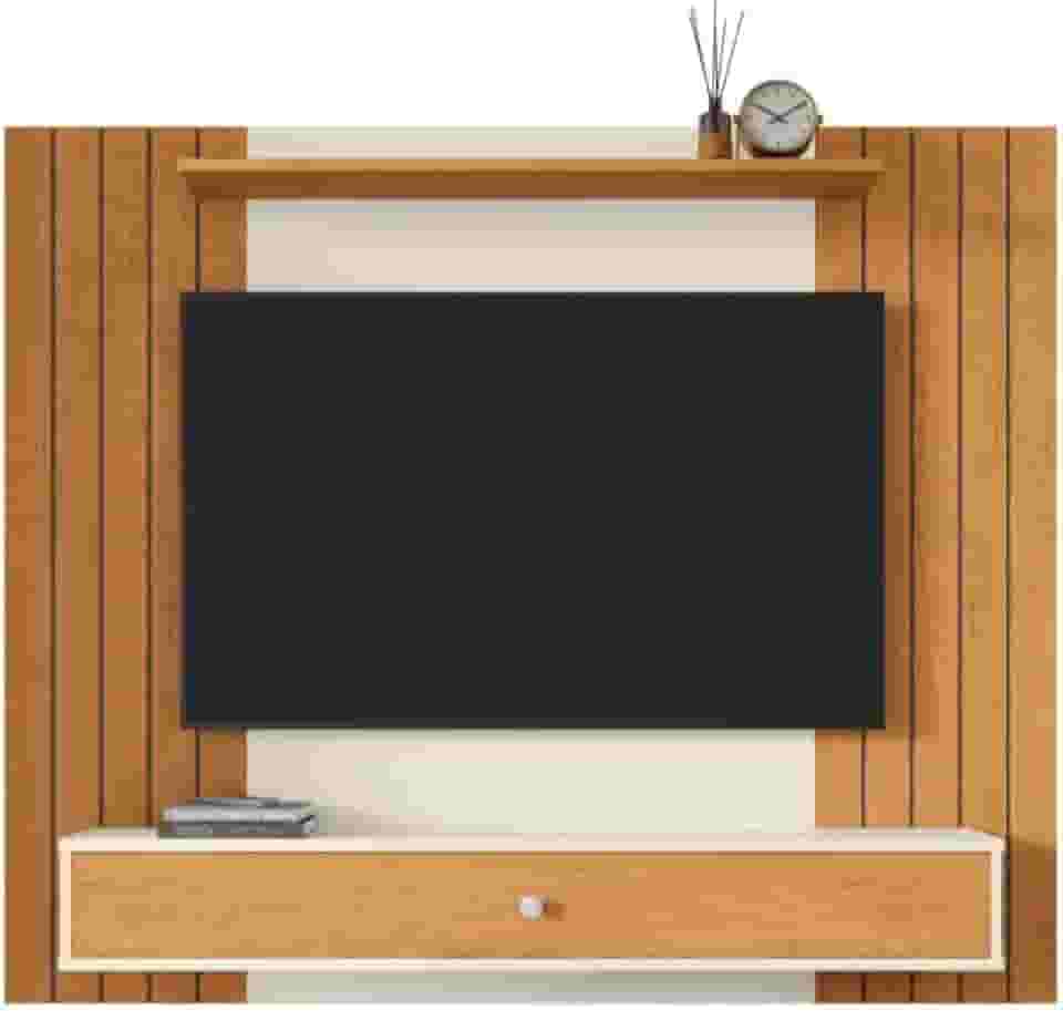 Painel Ripado Para Tv 43 Polegadas Berlim Com Gaveta Casa Jd (Off White Ripado)