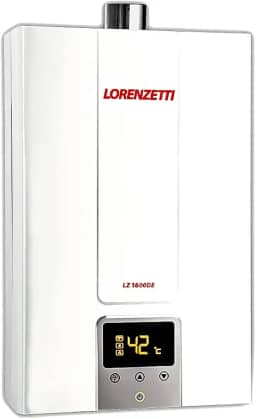 Aquecedor de Água a Gás Lorenzetti LZ 1600DE GLP – Digital, Bivolt, 15 L/min, Exaustão Forçada Sem Chama Piloto, Sensor de Gás e Temperatura Estável - Profissional