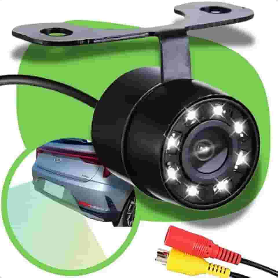 Câmera de Ré Automotiva HD 720p 8 LEDs Infravermelho Visão Noturna 170° Grande Angular à Prova d’Água Universal 12V para Carros
