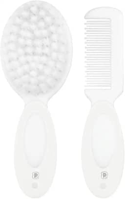Pimpolho kit escova e pente para bebe branco