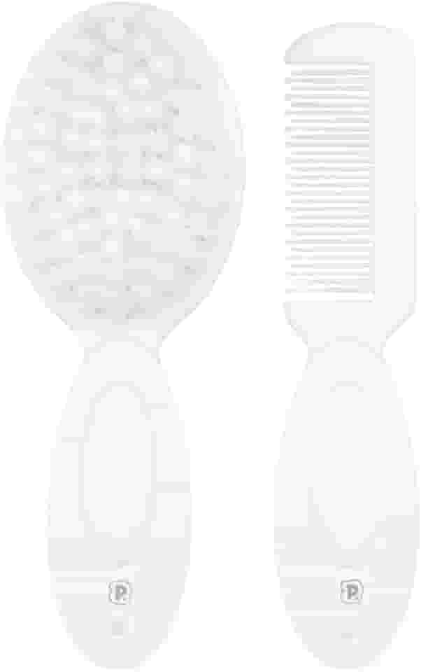 Pimpolho kit escova e pente para bebe branco
