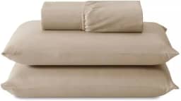 Jogo de Lençol Cama KING Percal 400 fios Com Elástico Padrão Hotel BEGE 3 Peças