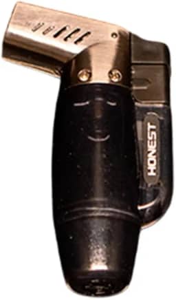 Maçarico Dupla Chama, Isqueiro Profissional Recarregável com Regulagem de Intensidade, Preto, Sistema Eletrônico, Gás Butano