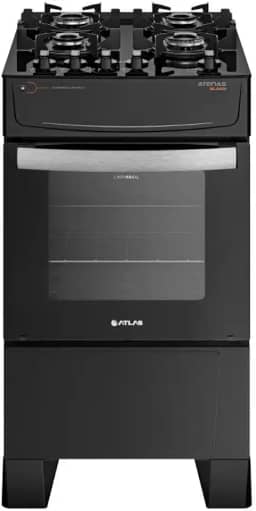 Fogão Atlas 4 Bocas preto Atenas Glass com Acendimento automático - Bivolt