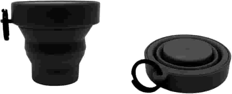 Copo Retrátil Dobrável e Portátil - 150ml com argola - Reutilizável e Sustentável - COR: PRETO