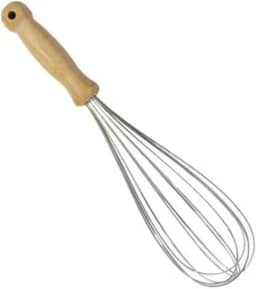 Fouet,Fuê, Batedor de Massas e Ovos em Inox, com Cabo de Madeira Anatômico, 34cm