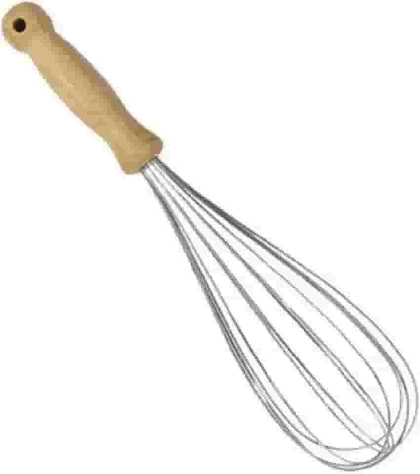 Fouet,Fuê, Batedor de Massas e Ovos em Inox, com Cabo de Madeira Anatômico, 34cm
