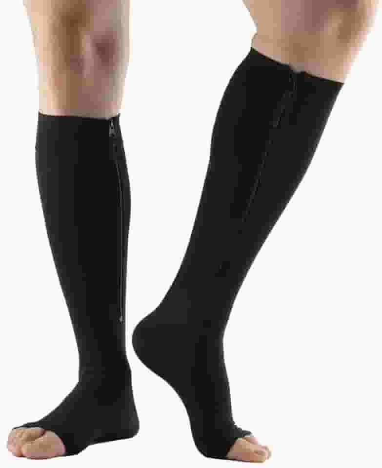 Meia de Alta Compressão com Zíper Ortopédica| Combate Inchaço, Má Circulação e Varizes com Conforto e Segurança – Ideal para Idosos, Cano Alto, Alívio Imediato e Fácil de Usar