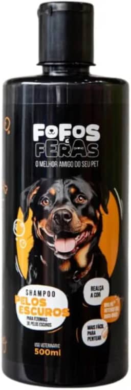 Fofos & Feras Shampoo para Pelos Escuros 500ml Para Cães e Gatos - Pelos macios e brilhosos