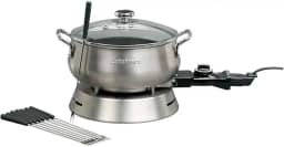 Panela Elétrica para Fondue Cuisinart 1000W em Aço Escovado Com acessórios 8 Garfos Elétrica 220V