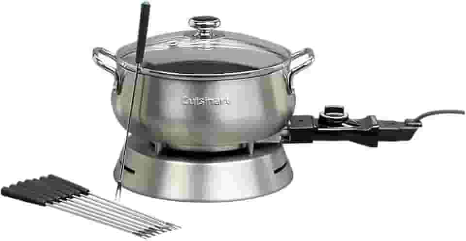 Panela Elétrica para Fondue Cuisinart 1000W em Aço Escovado Com acessórios 8 Garfos Elétrica 220V