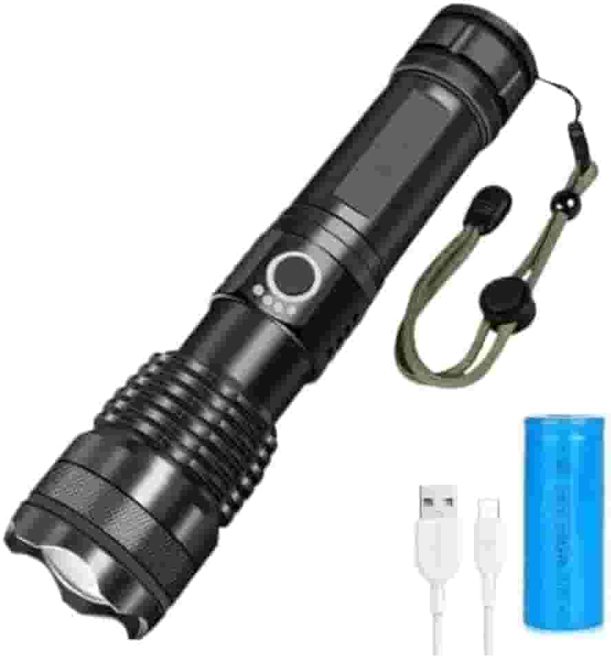 Lanterna Super Potente T9 P50 Tática Mais Forte Do Mundo Sitio Fazenda Acampamento Camping Segurança