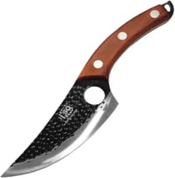 Faca Artesanal Damasco 6' SQ4185 Lamina em Aço Inox com Cabo de Madeira e Bainha