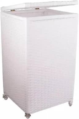 Cesto de Roupas 40x40x70 com Rodinhas 100 Litros Fibra Sintética (Branco)
