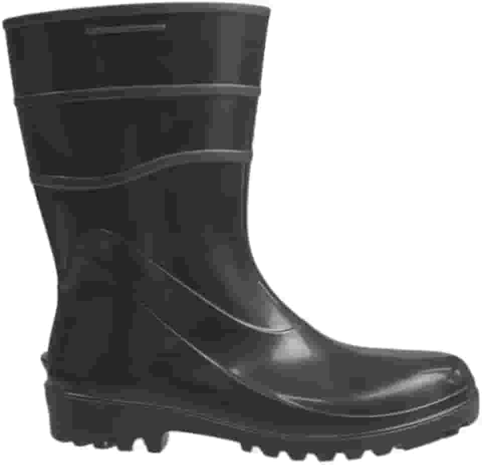 Bota Bracol PVC Preta com Bico de Aço, 30 cm, Modelo 85BPC200 Cano Médio, EPI (Preta, 46)