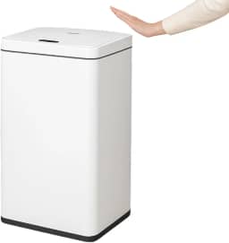 Lixeira Branca Automática com Sensor 50L Com Tampa Aço Inox Acionamento por Botão ou Sensor