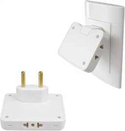 Adaptador de Tomada Articulável 3 Saídas 10A Bivolt 127V/ 220V Sistema Dobrável 90 Graus