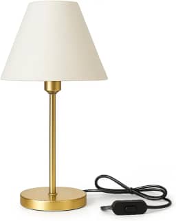 Abajur de Mesa Dourado com Cúpula Branca – Toque Sofisticado para sua Decoração