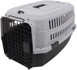 JAMBO PET | Caixa De Transporte Para Pets | Plástico E Metal | Grande | Cinza