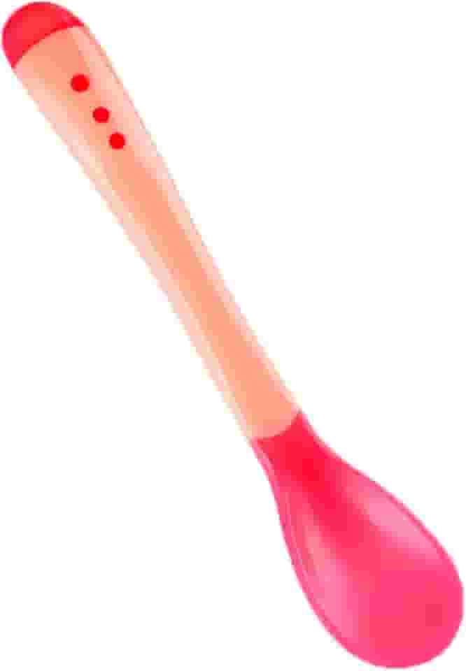 Colher Termo Sensível Para Bebê De Silicone Que Muda De Cor Quando Quente Com BPA Free Flexível E Não Machuca A Gengiva Não Queima A Boca Do Bebê Azul e Vermelho Linha PREMIUM SYANG (Vermelho)