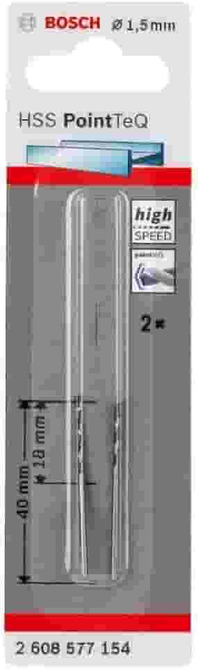 Bosch Broca Hss Pointteq 1.5 mm 2 Peças Cinza, Pacote de 5