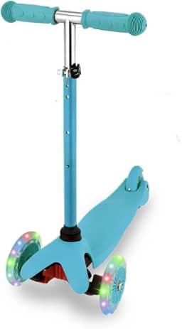 Patinete Azul c Rodas de LED Infantil Altura Ajustável 3 Rodas