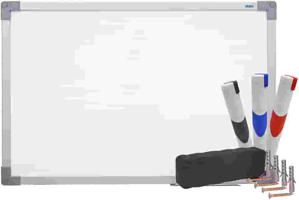 Kit Quadro Branco Uv Moldura Mdf Revestido Aluminio Soft STALO, 60x40