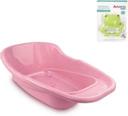 Banheira Para Bebê 20 Litros Resistente Infantil Anatômica + Termômetro de Banho (Rosa)