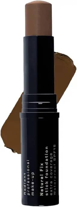 Base em bastão de cobertura extra Radiant Professional Natural Fix - Base à prova d'água e bastão de contorno de cobertura total - FPS 15 acabamento fosco sem parabenos e óleo - 8,5 g - Peacan (08)