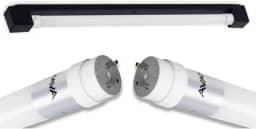 Kit Calha Sobrepor Lâmpada Tubular Led 1,2m Preto + Lâmpada T8 18w Branco Quente