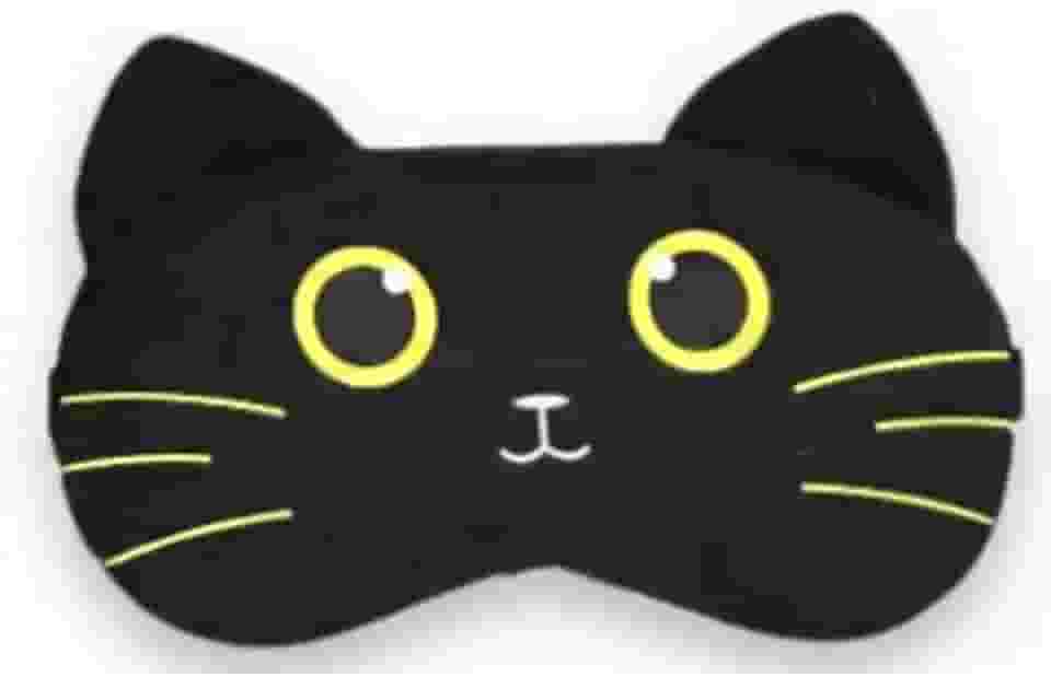 Máscaras de Dormir Relaxante para os Olhos com Gel Térmico para Compressa Fria e Quente Reduz Olheiras Gatinho Rosa Laço Cansaço (MascaraGatinhoMSK11-PretoOlhoAmarelo)