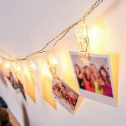 Varal Luz Branco Quente 3 Metros Foto Lembrança Led 20 Pregadores Cordão