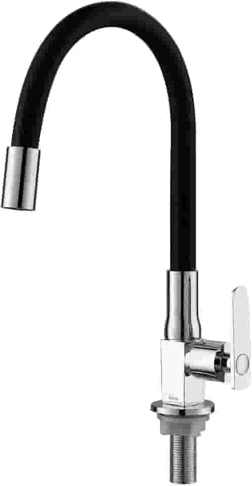 Torneira Cozinha De Mesa Bancada Flexível Iura Kalt Inox Cromada Preta