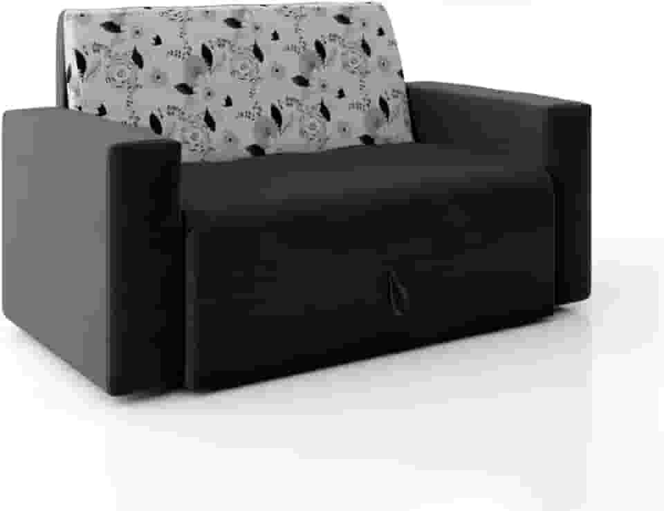 Sofá-cama 2 Lugares Pratik 5000 Mamflex Preto/cinza Floral Suede