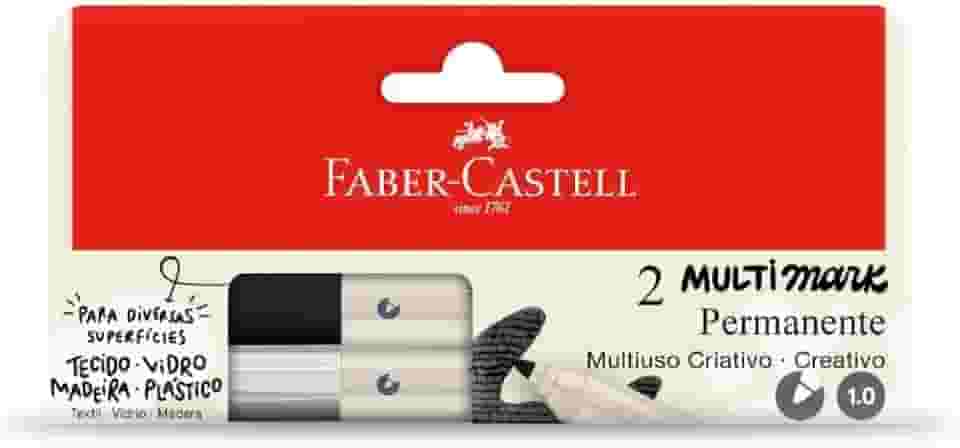 Marcador MultiMark Multisuperfície Permanente Faber-Castell - Preto e Branco, 1.0 - MM/ES102PBZF