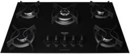 Cooktop 5 Bocas a Gás Dako Supreme com Queimador Tripla Chama e Mesa de Vidro Temperado Preto Bivolt