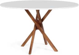 Mesa de Jantar Redonda 6 Lugares 120cm em Madeira June Branca - Straub Web