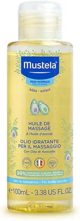 Mustela Óleo de Massagem - Hidrata a pele dos bebês, 99% de ingredientes de origem natural, 100ml, Mustela Bebê e Criança, 100 ml