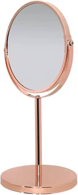 Mimo Style Espelho de Aumento com Base Cor Bronze, Dupla Face 360º Rotativo, Lado Normal e Outro Com Ampliação em 5X. Acabamento em Aço Inoxidável de Qualidade e Elegante