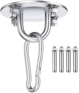 Suporte de Teto, para Saco de pancada, Cadeiras de Balanço e Redes, Kit c Corrente e Mosquetões de Aço Inoxidáve, Capacidade 180 kg