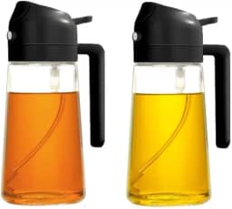 Pulverizador de óleo para cozinhar – 2 pacotes de 470 ml, dispensador de azeite de oliva e vinagre, frascos de spray de névoa fina recarregáveis para cozinha, salada, churrasco