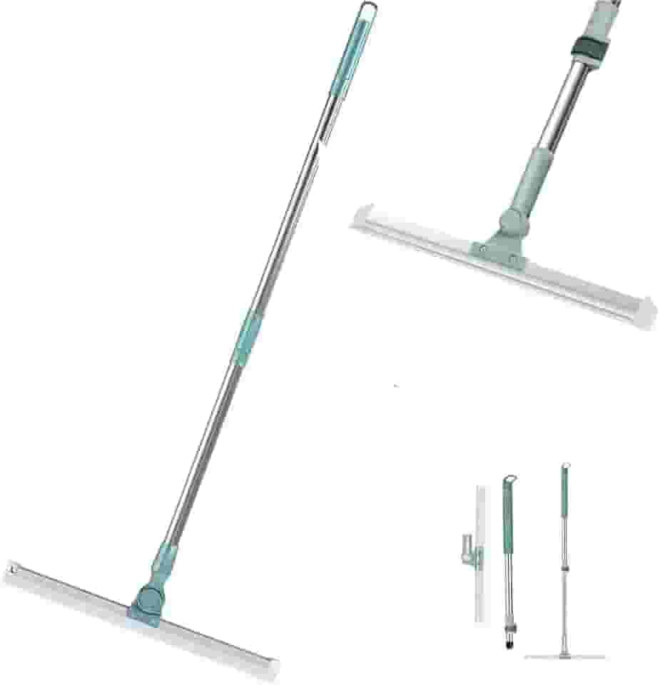 Rodo e Vassoura Mágica 2 em 1 de Silicone, 1,40m, Articulado, Giratório 180°, Ajustável, Limpeza de Vidros, Pisos, Pelos de Pet, Janelas, Cabo Desmontável em Aço Inoxidável, Varre e Seca, Marca ATM