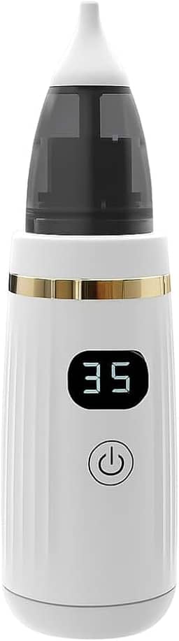 Aspirador Nasal Auricular Elétrico Digital, 5 Velocidades, 3 Pontas de Silicone, Carregamento USB-C, para Bebês Nariz e Ouvido