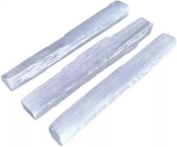 Kit 3 Bastões 15cm De Pedra Selenita Bruta Natural Cristal