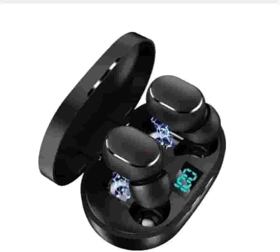 Fones de Ouvido Sem Fio Bluetooth, Wireless, Preto, com Visor LED de Bateria, Compatível Android, Com Cancelamento de Ruído Para Trabalho, Academia, Corrida, Musicas, Jogos, Linha Premium