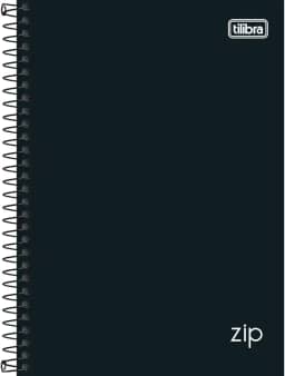 Tilibra - Caderno Espiral Capa Dura 1/4 Zip Preto 160 Folhas