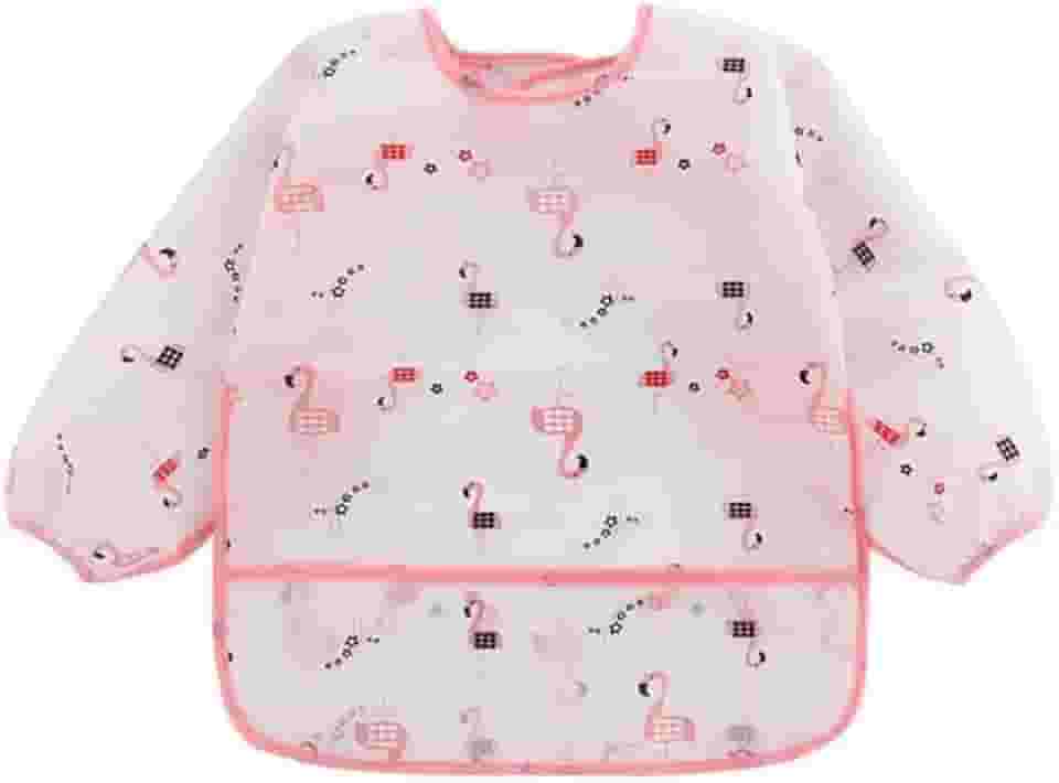 Babador Manga Longa Impermeável Cata Migalhas - Flamingo