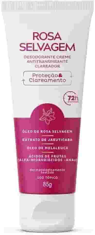 Desodorante Rosa Selvagem Creme Antitranspirante Clareia Mancha Axila 85g