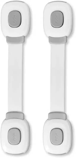 Travas de Segurança Infantil Adesivas Multiuso – Proteção Total para Armários, Gavetas, Geladeiras e Portas (Cinza, Kit 2 Peças)